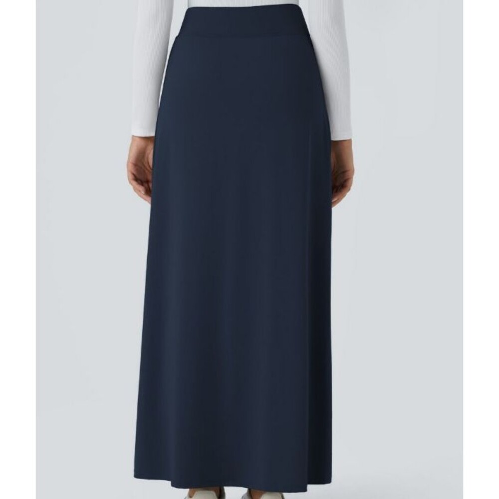 Halara Navy Soft Stretchy Double Buckle Front Split Maxi Skort Skirt XL - Picture 4 of 13